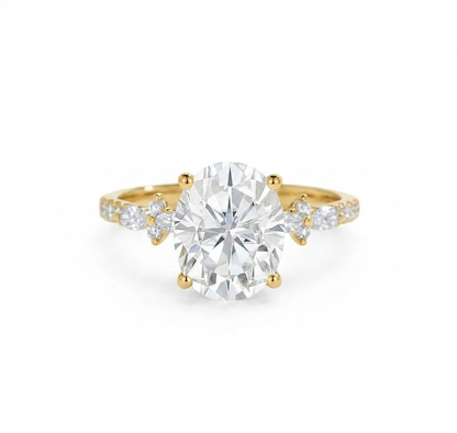 2.800 ct Vintage Oval Engagement Ring, 14K Solid Yellow Gold