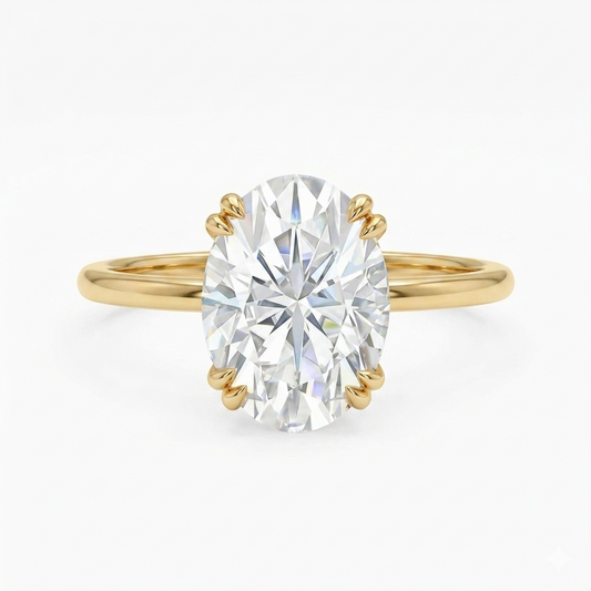 2.50 Ct Oval Lab-Grown Diamond Ring – 18K Gold Solitaire