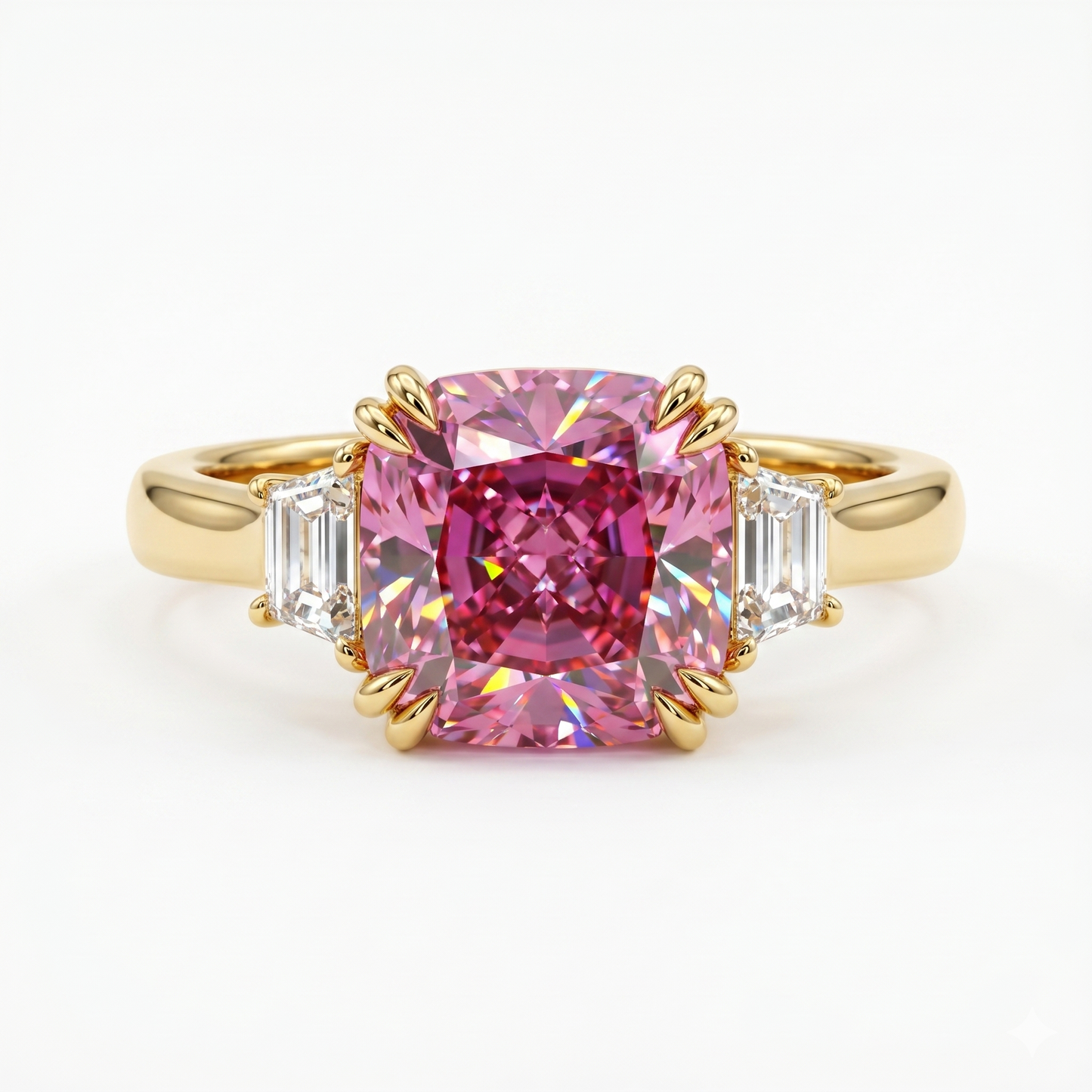 Asscher Cut Morganite & Lab-Grown Diamond Anniversary Gift Vintage Wedding Ring
