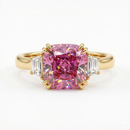 Asscher Cut Morganite & Lab-Grown Diamond Anniversary Gift Vintage Wedding Ring