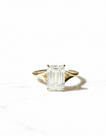 2.00 Ct Emerald Cut Lab-Grown Engagement Ring Split Shank