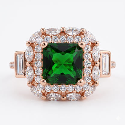 Cushion Cut Emerald Ring