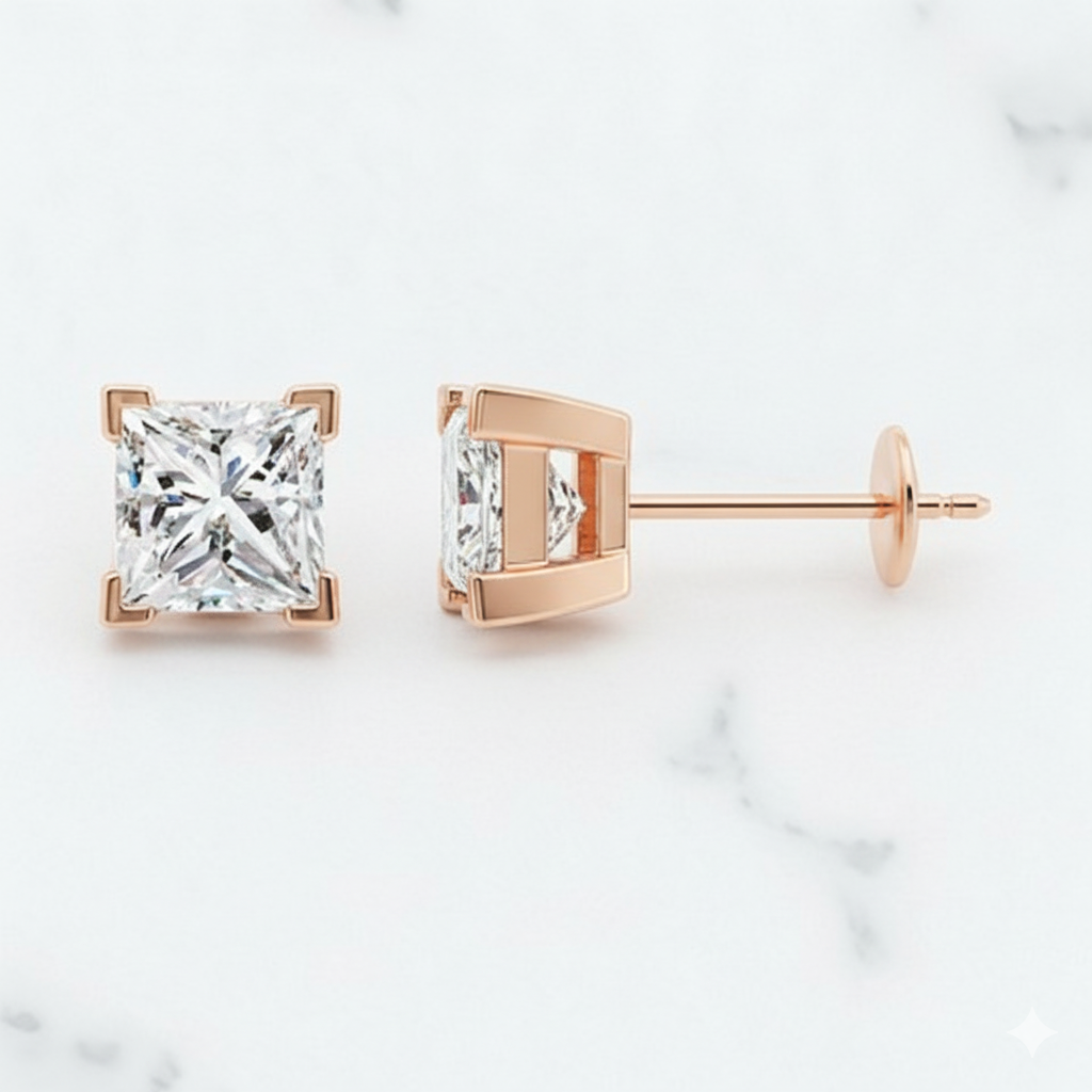1/5ct Princess Cut Lab Grown Diamond Stud Earrings