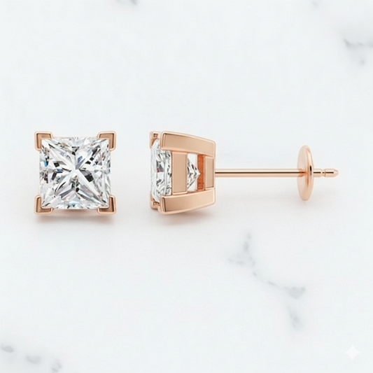 1/5ct Princess Cut Lab Grown Diamond Stud Earrings