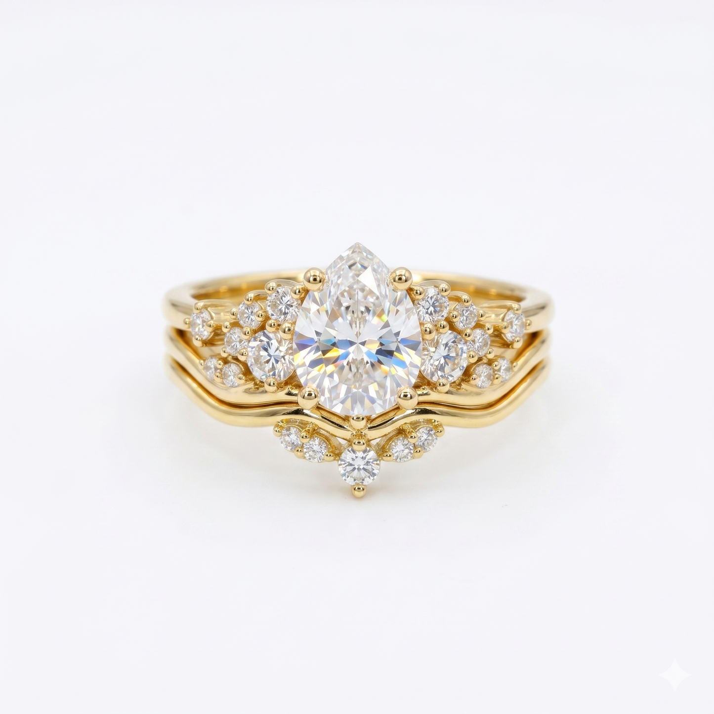 1.270ct Pear Shaped Natural Diamond Engagement Ring Set