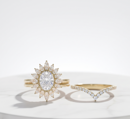 1.60 Ct Oval Lab-Grown Bridal Set – Vintage Oval Ring Set