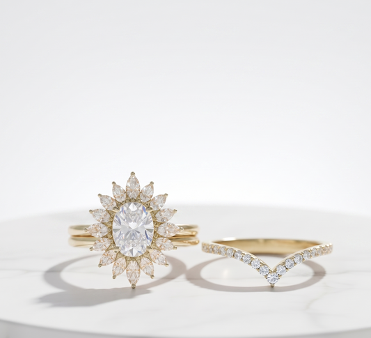 1.60 Ct Oval Lab-Grown Bridal Set – Vintage Oval Ring Set