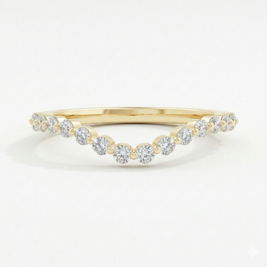 0.390Ct Lab Grown Diamond Floating Bubble Prong Band Curved Wedding Band