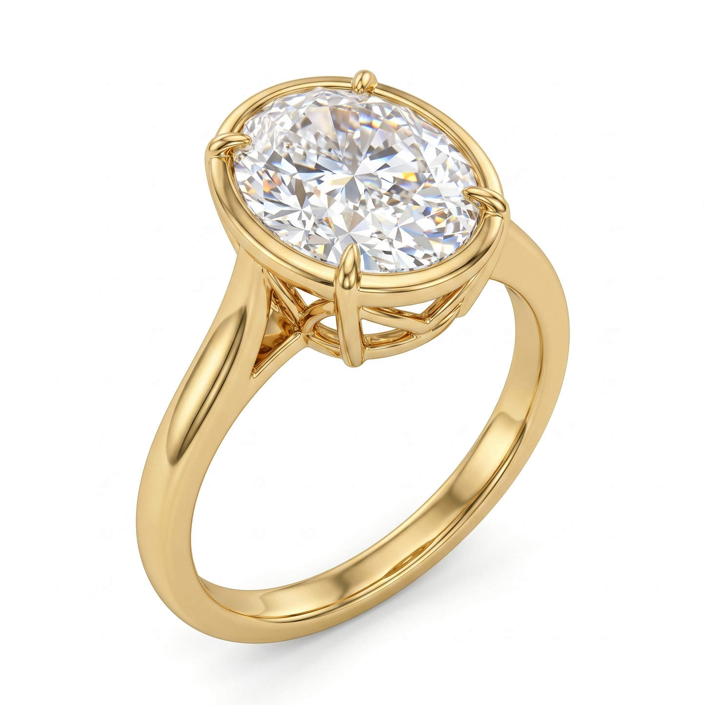 1.50ct Oval cut  Solitaire Natural Diamond Bezal set Engagement Ring