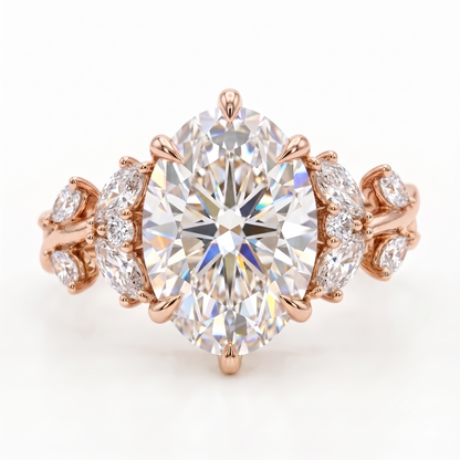 3.60 Carat Marquise Lab-Grown Cluster Engagement Ring
