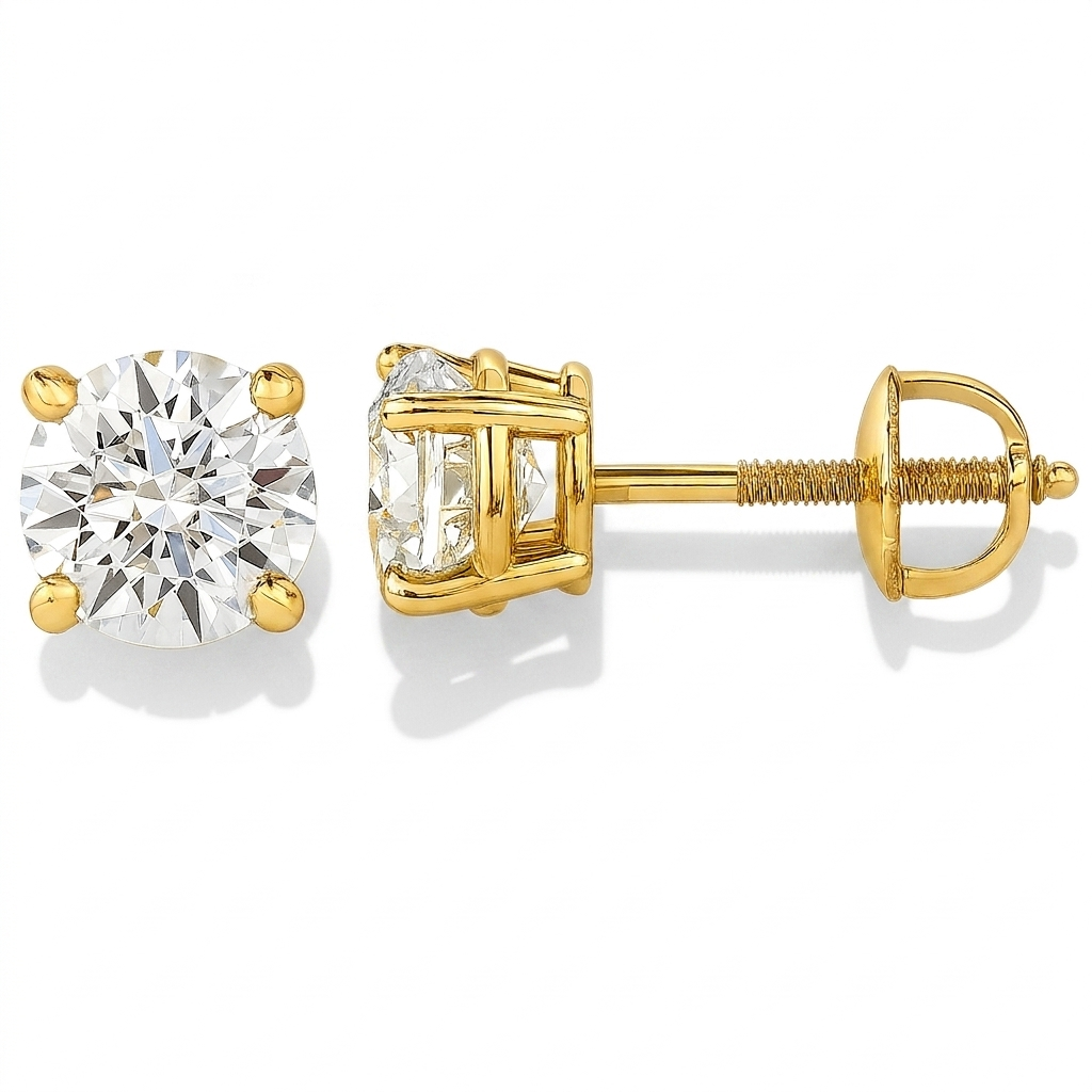 Real Lab-Grown Stud Earrings • 92.5 Sterling Silver Sparkling Studs