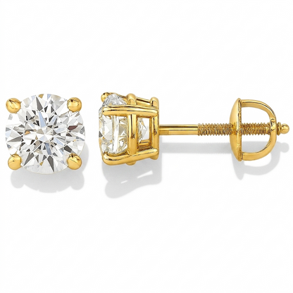 Real Lab-Grown Stud Earrings • 92.5 Sterling Silver Sparkling Studs