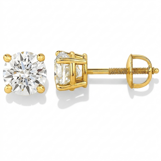 Real Lab-Grown Stud Earrings • 92.5 Sterling Silver Sparkling Studs
