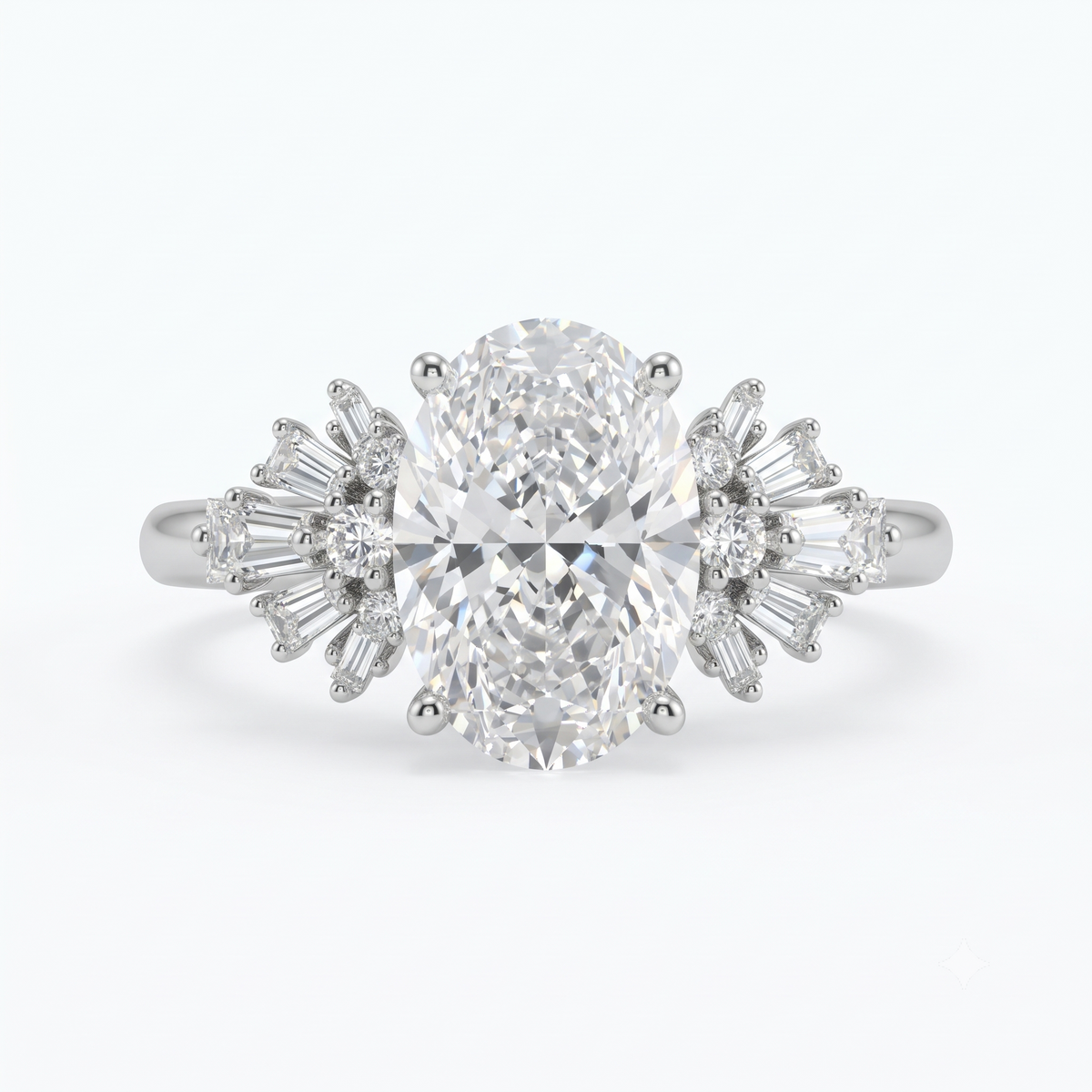 1.00 Ct Oval Cut Lab Grown Diamond Engagement Ring | 2.00 Ct Total | 14K Gold