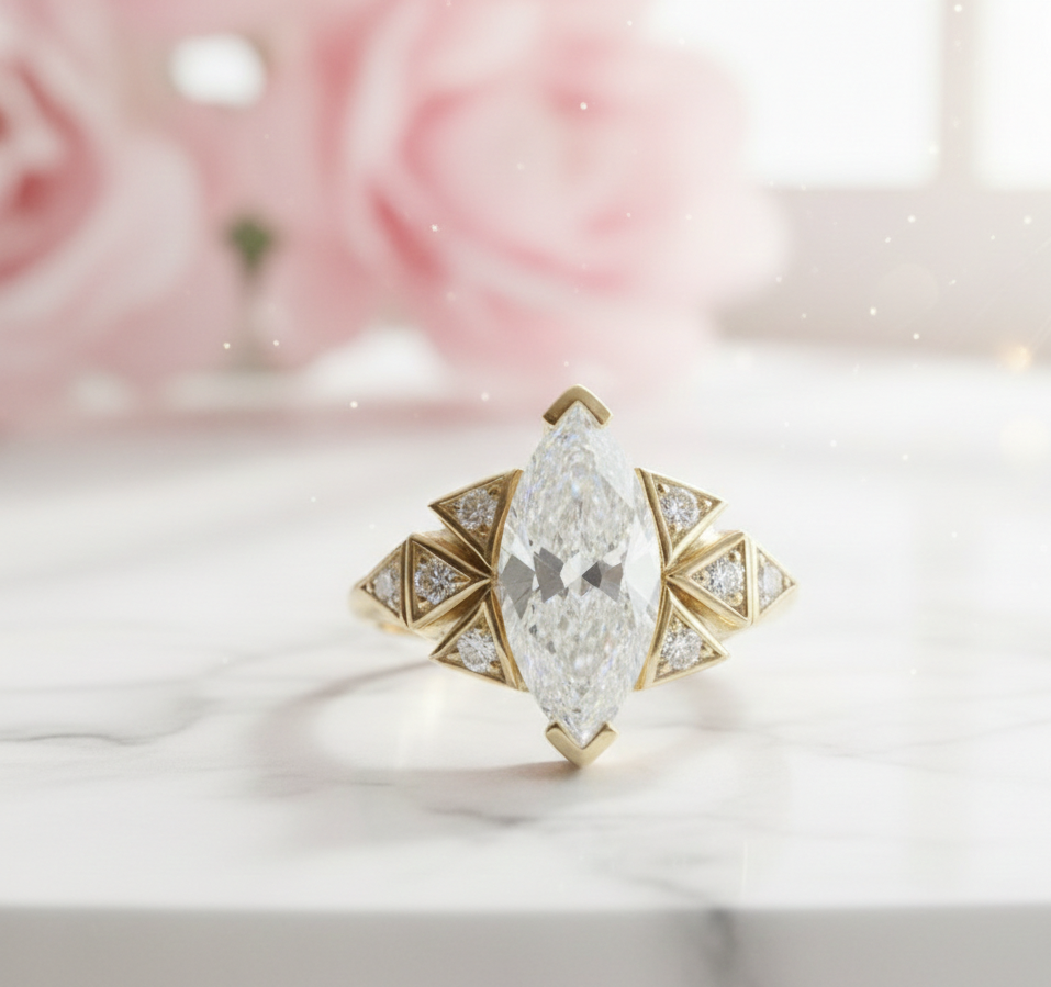 3.930ct Marquise Cut Lab-Grown Diamond Engagement Ring