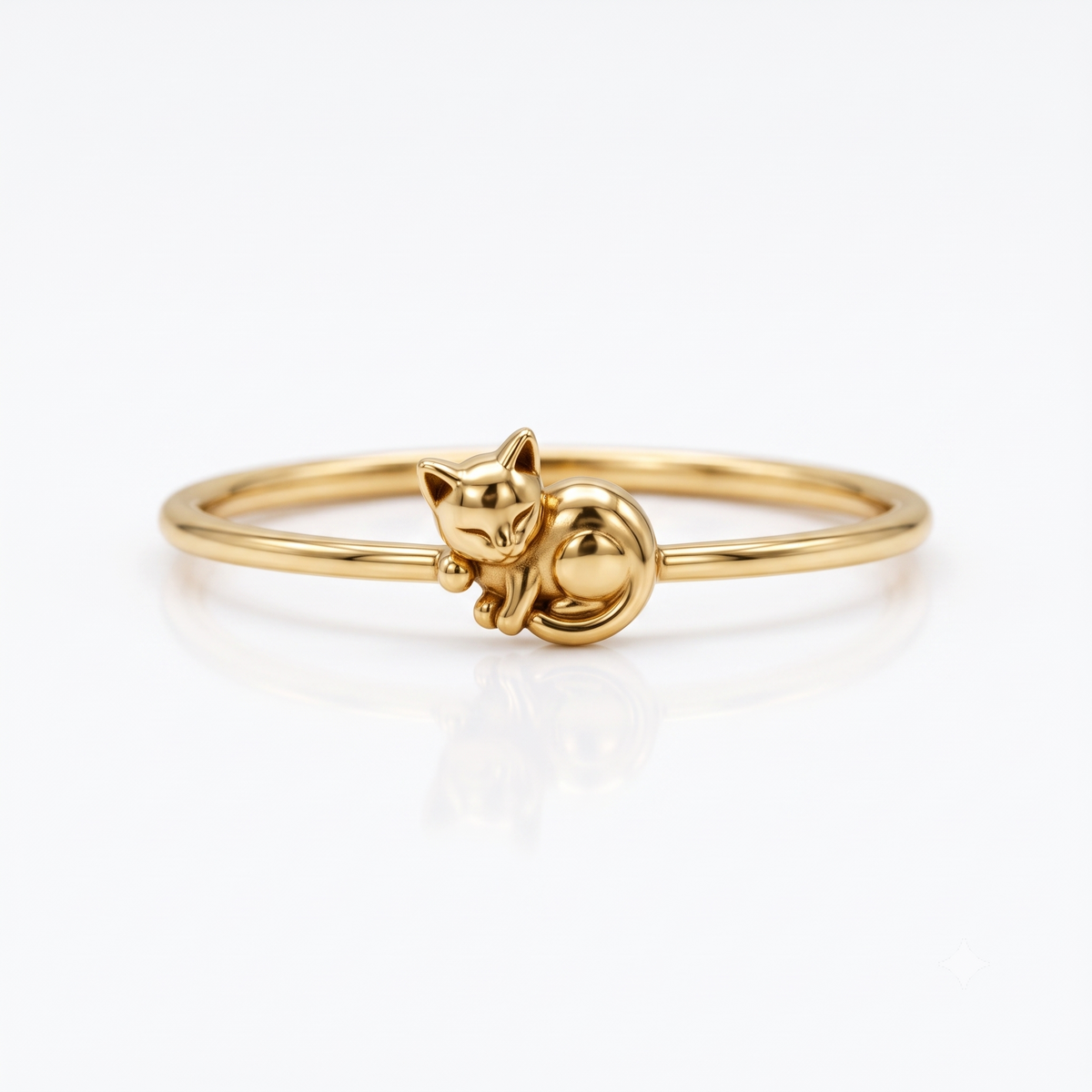 14K gold cat ring
