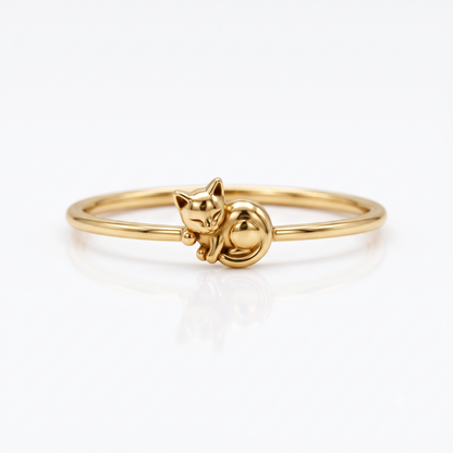 14K gold cat ring