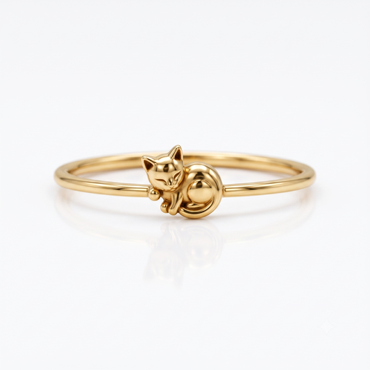 14K gold cat ring