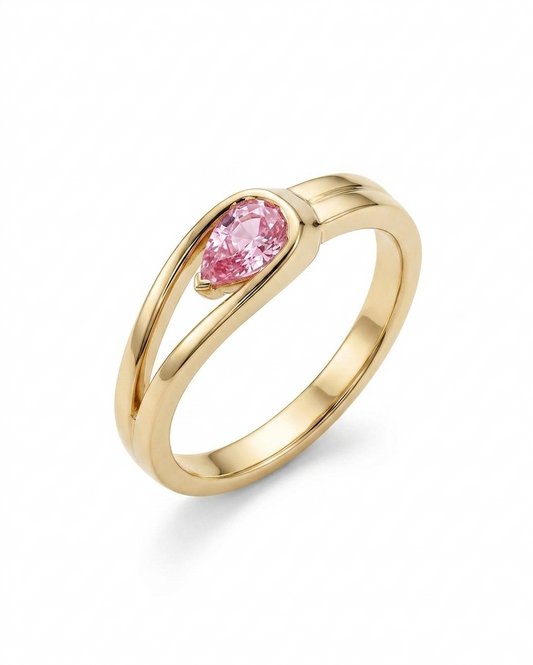 0.50ct Vintage Pink Pear Diamond Engagement Ring,twisted ring