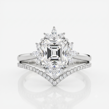 1.50 Ct Asscher Cut Lab-Grown Engagement Ring Set