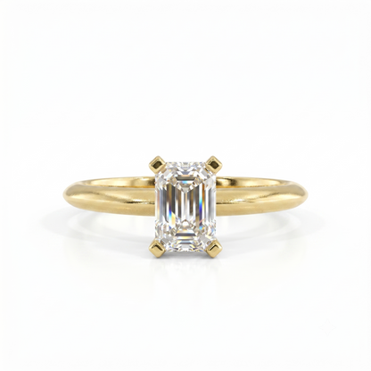 1.00 CT Emerald Cut Lab Grown Diamond Solitaire Engagement Ring 14k Yellow Gold