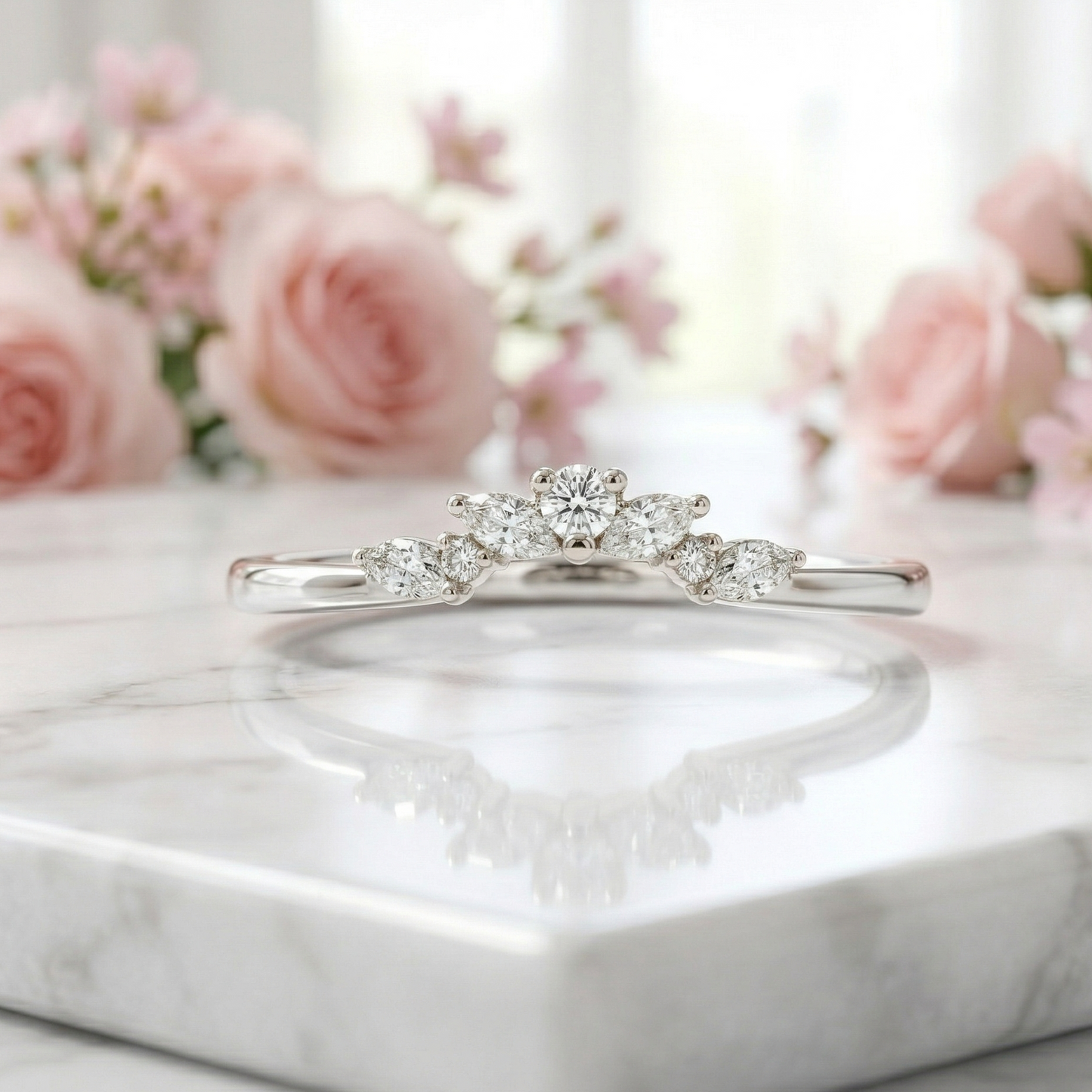 0.170 ct Marquise Lab Grown Diamond Crown Wedding Band Ring