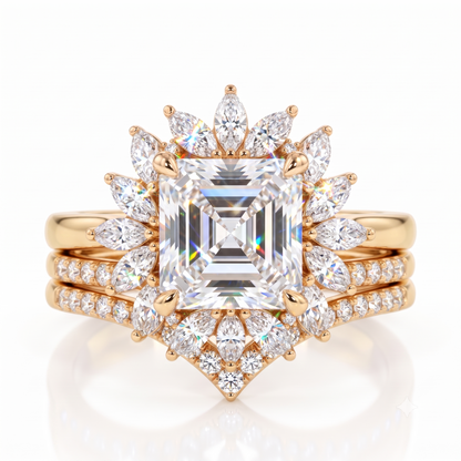1.50 Ct Princess Cut Lab-Grown Engagement Ring Set