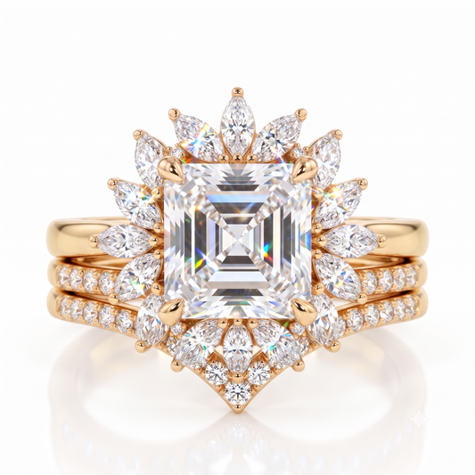 1.50 Ct Princess Cut Lab-Grown Engagement Ring Set