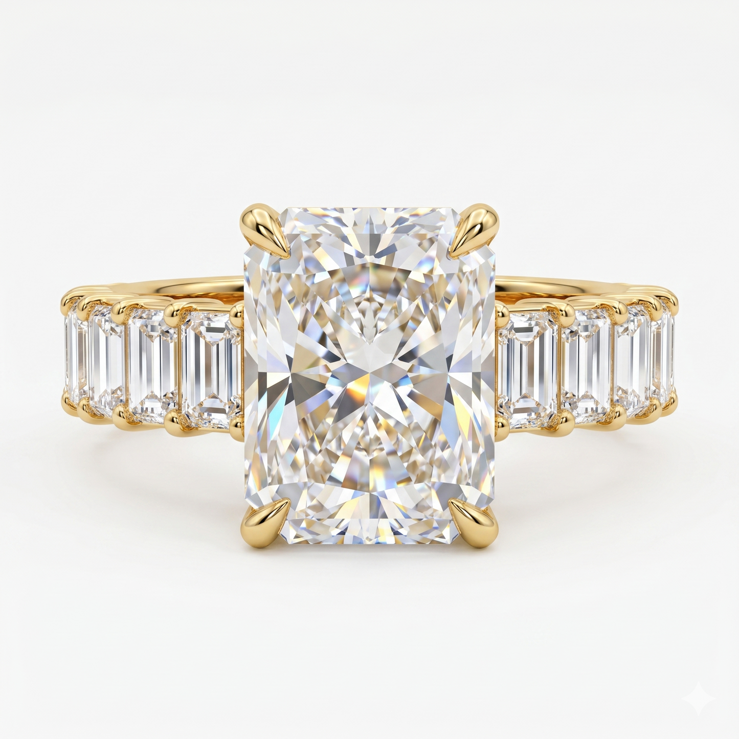 2.0CT Radiant 14K Yellow Gold Engagement Ring