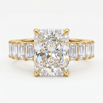 2.0CT Radiant 14K Yellow Gold Engagement Ring