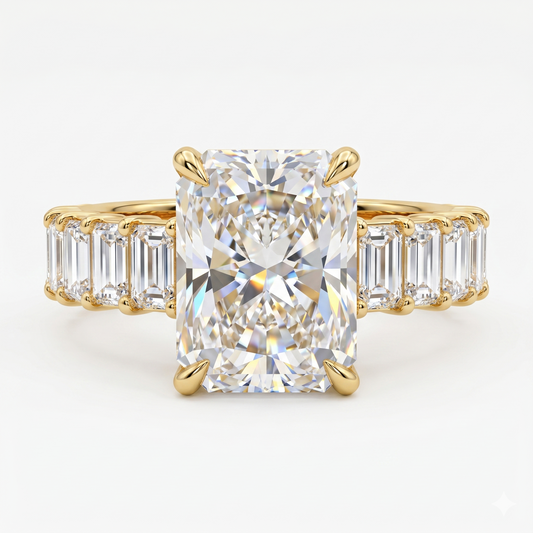2.0CT Radiant 14K Yellow Gold Engagement Ring