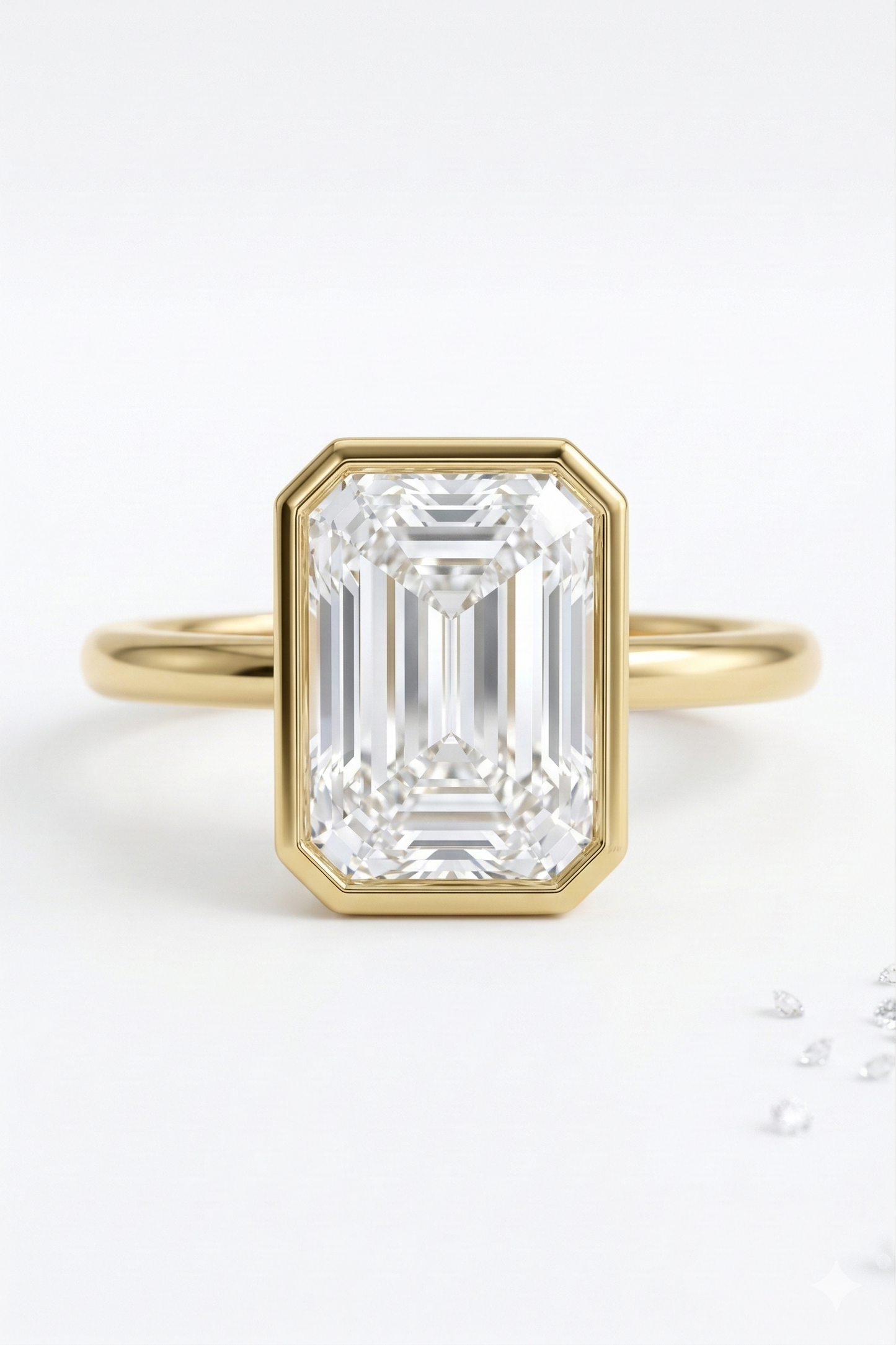 2 CT Emerald Cut Lab Diamond Bezel Engagement Ring