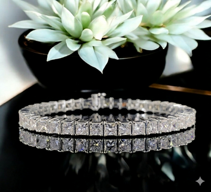 8.950TCW Princess Cut Lab-Grown Tennis Bracelet 14k Rose Gold