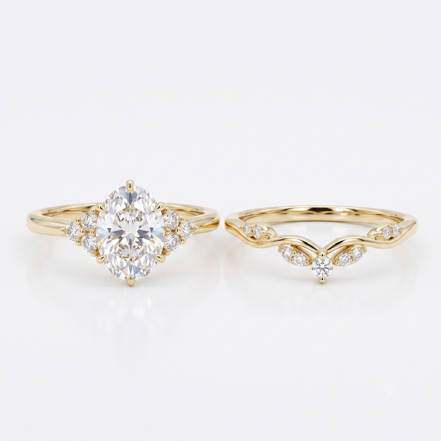 0.66CT Oval Cut Lab Grown Diamond Engagement Ring Set