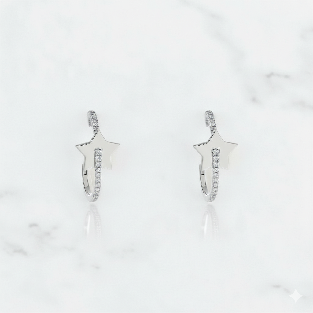 Star Lab Grown Diamond Hoop Earrings
