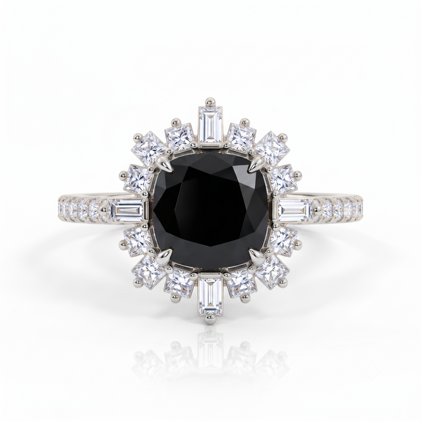 1.50ct Elongated Cushion black onyx engagement ring