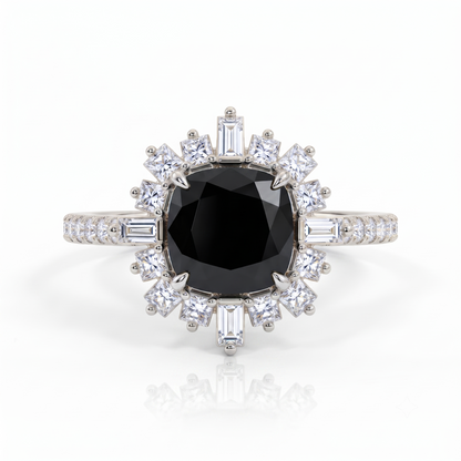 1.50ct Elongated Cushion black onyx engagement ring