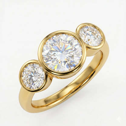 Round Cut Lab-Grown Three Stone Engagement Ring