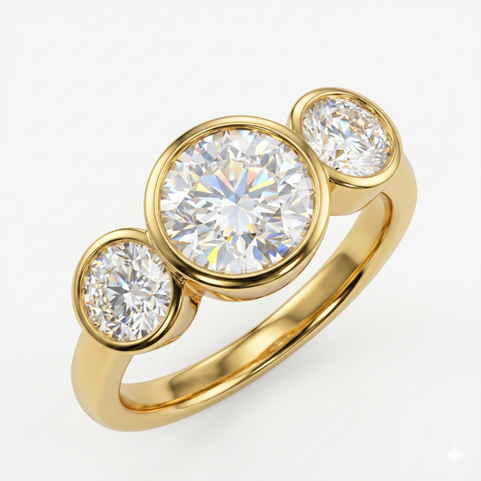 Round Cut Lab-Grown Three Stone Engagement Ring