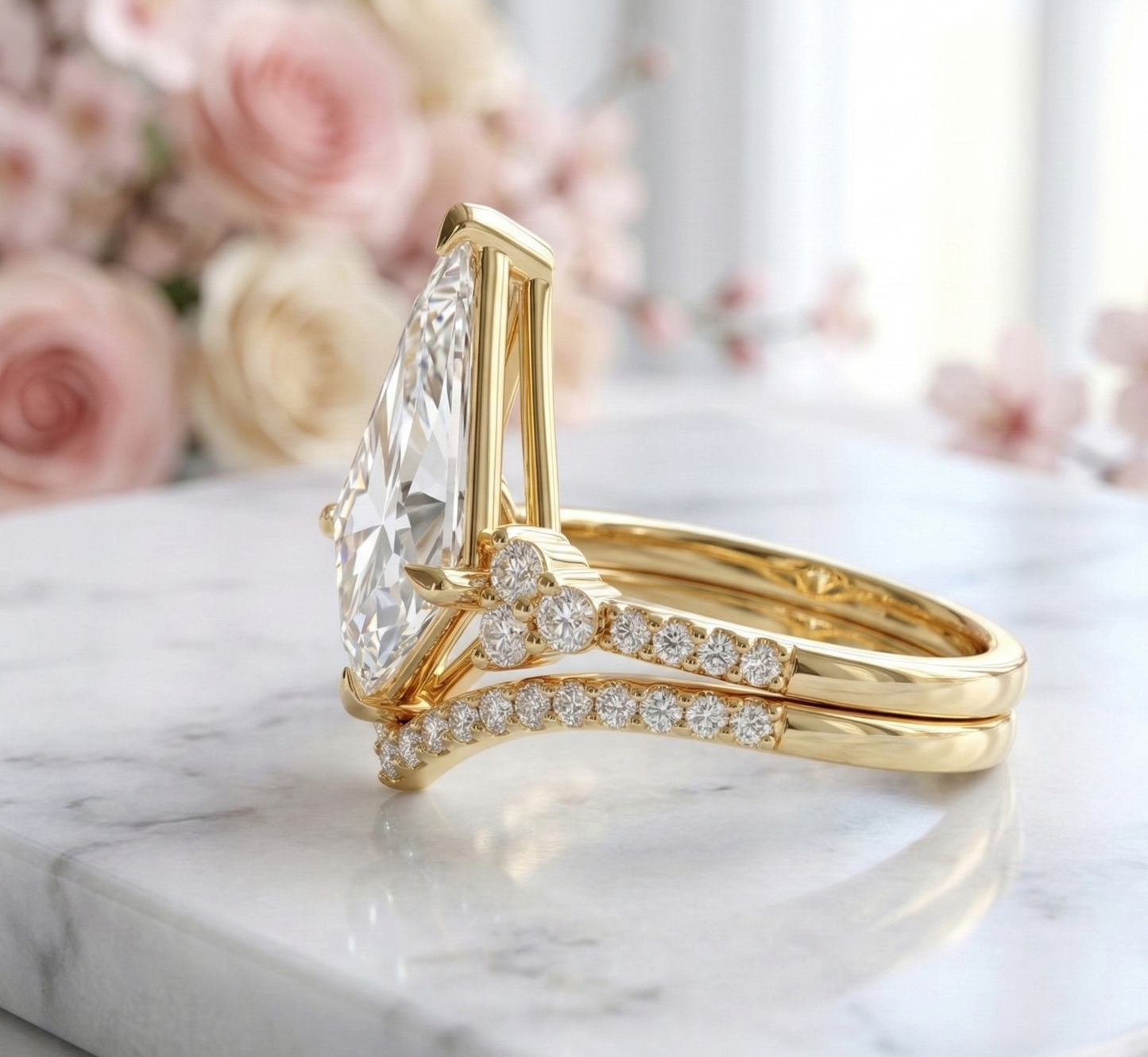 1.750ct Kite Cut Lab-Grown Diamond Engagement Ring Set