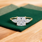 2.350 ct Princess Cut Lab Grown Diamond Engagement Ring • Three Stone Bridal Ring