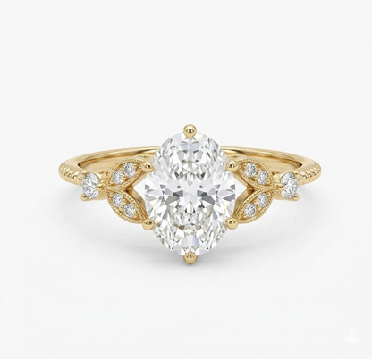 1.320 Ct Oval Lab Diamond Ring – Vintage Art-Deco Engagement Piece
