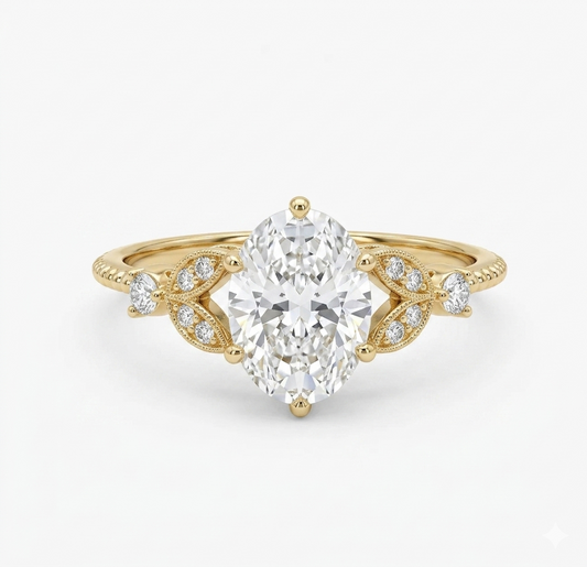 1.320 Ct Oval Lab Diamond Ring – Vintage Art-Deco Engagement Piece