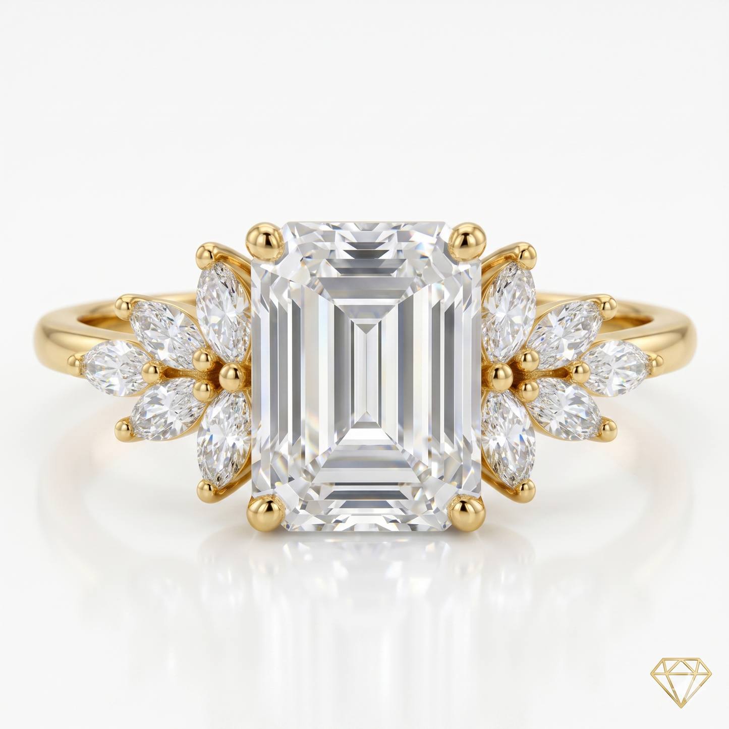 1.75 ct Emerald Lab Diamond Floral Cluster Ring