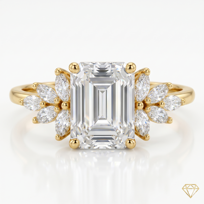 1.75 ct Emerald Lab Diamond Floral Cluster Ring