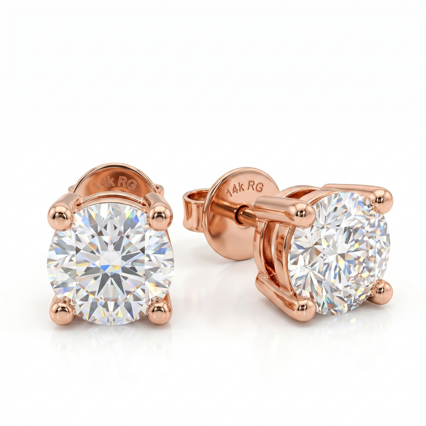 1.00ct Lab Grown Diamond Stud Earrings, Round Solitaire Diamond Earrings