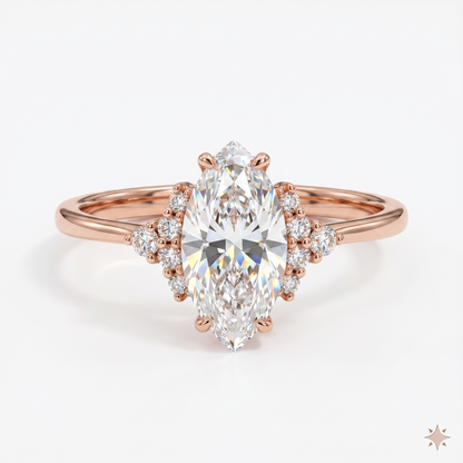 1.100 Ct Marquise Lab Diamond Ring – Vintage Art Deco Design