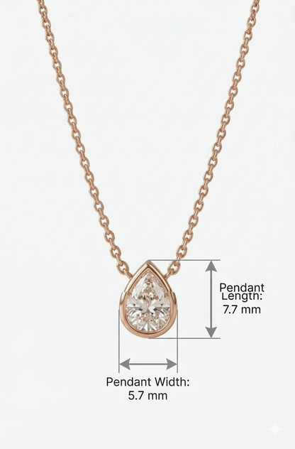 1 Ct Pear Lab Grown Diamond Bezel Set Pendant Necklace