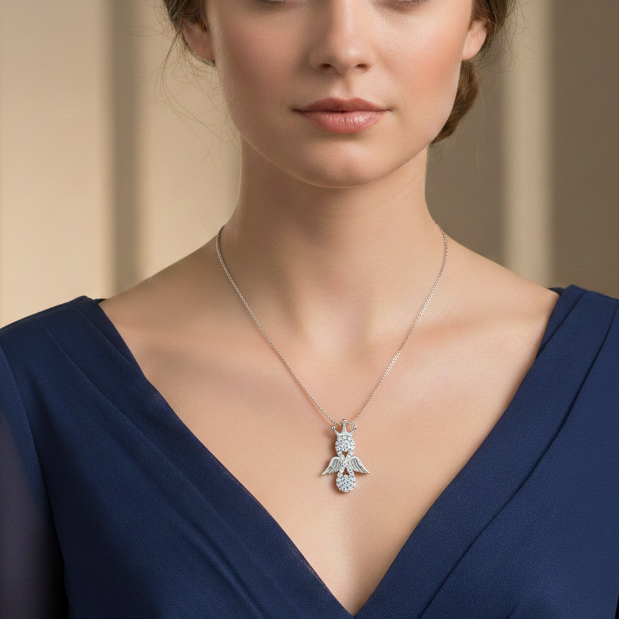 0.30 Ct Infinity Lab Diamond Pendant – Angel Crown Design