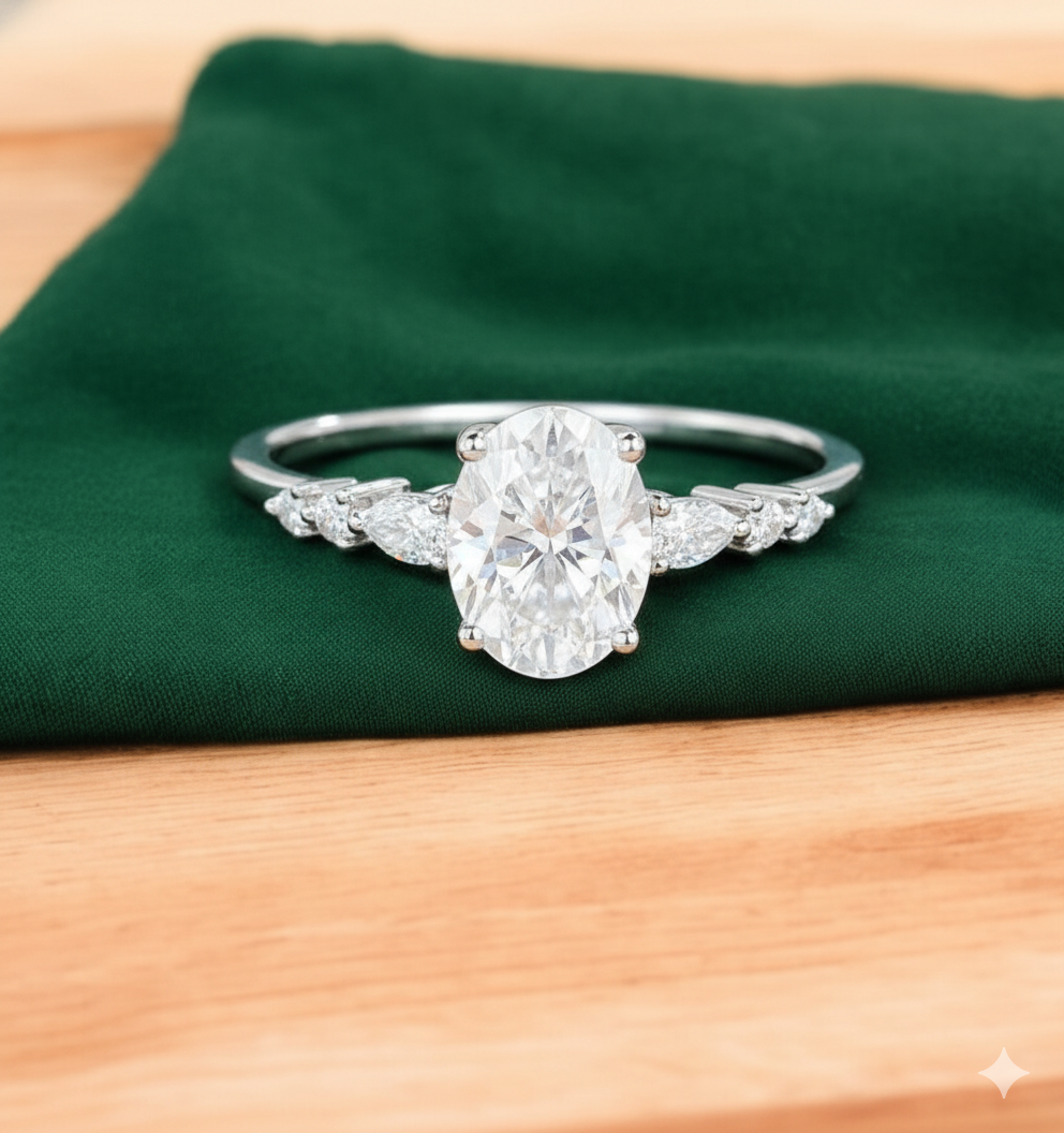 1.350ct  Oval cut Lab Grown Diamond Engagement Ring 14K Yellow Gold